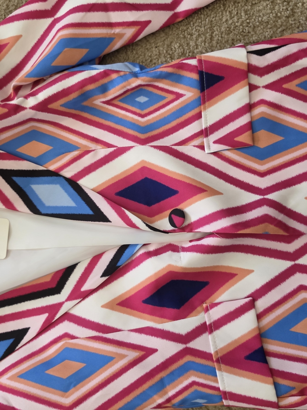 Geometric Print Blazer in Pink Multicolor
